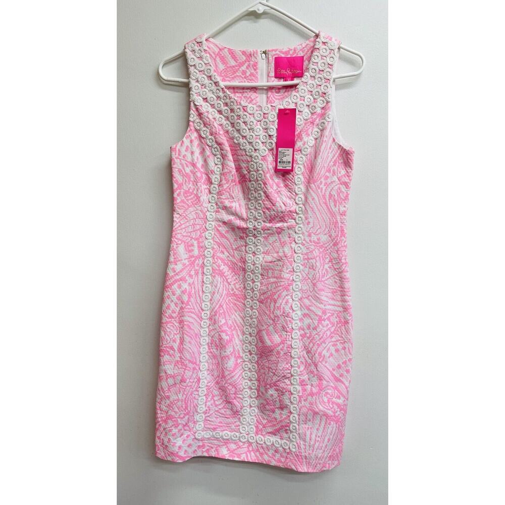 NWT Lilly Pulitzer Sz 2 MacFarlane Pelican Pink Sea Cups Print Dress MSRP$198